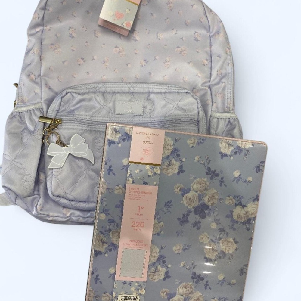 LoveShackFancy blue floral backpack & binder